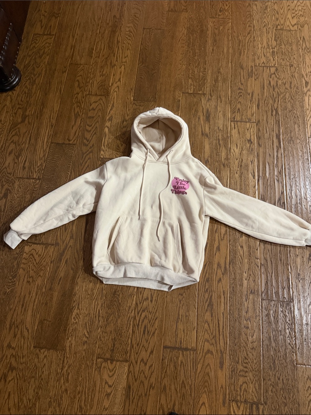 Altar'd State Cream Hoodie with Pink Chest Graphic